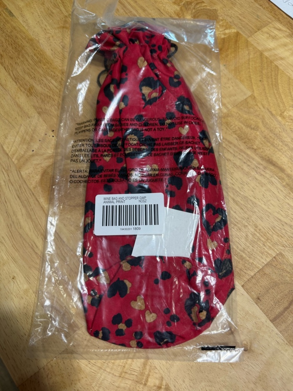 Red Leopard Print Wine Bag with Stopper